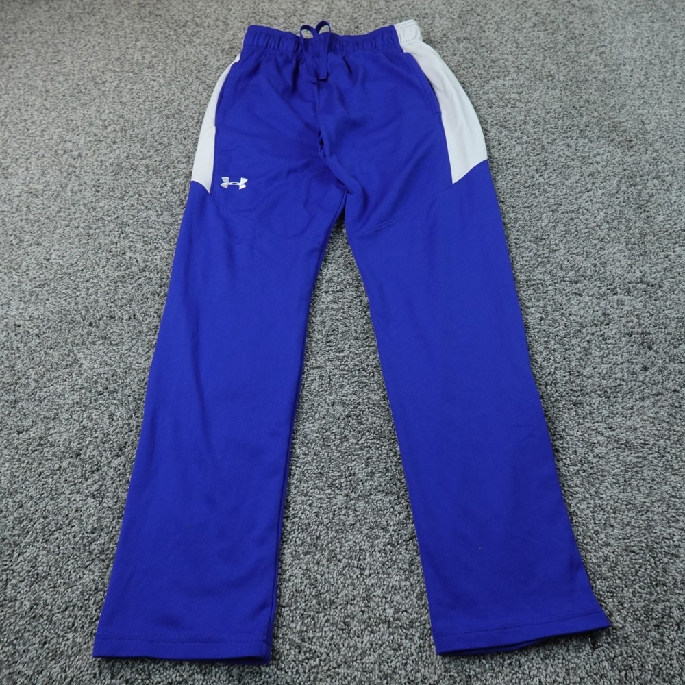 Under Armour Pants Mens S Blue White Loose Warm Up Drawstring Jogger Sweatpants